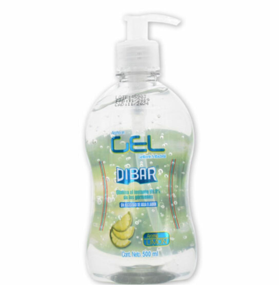 Gel antibacterial DIBAR aroma limón de 500 mililitros