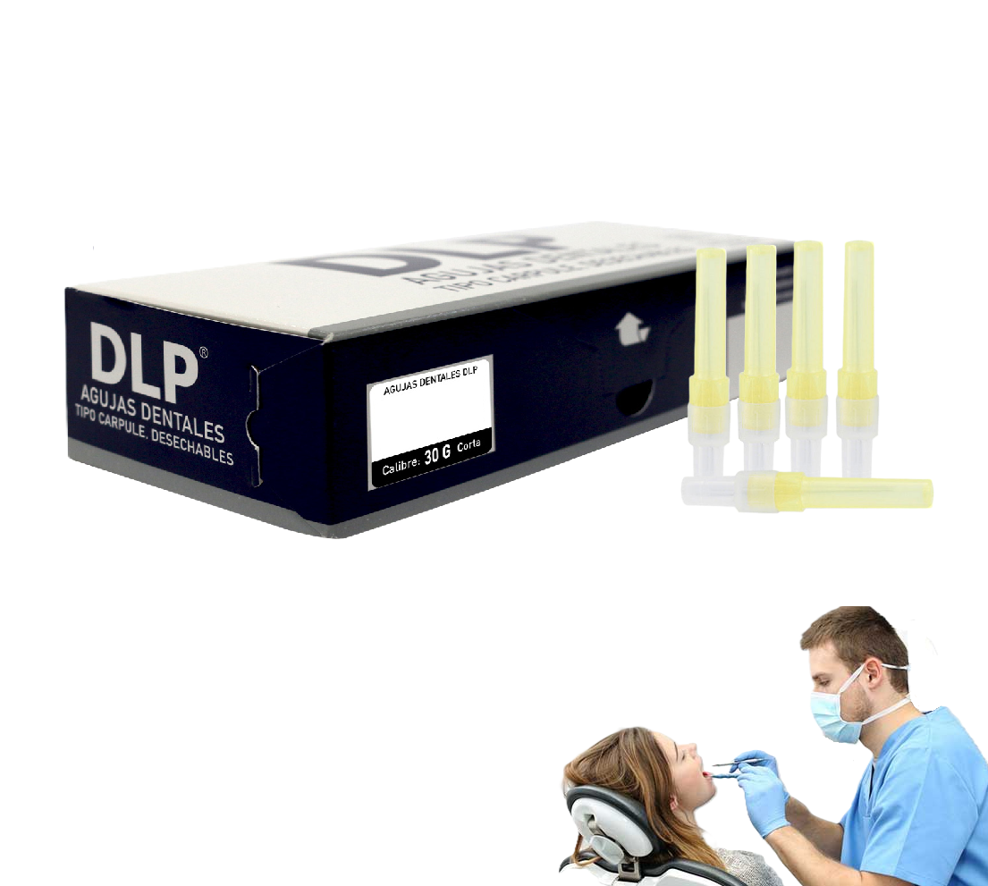 Caja de 100 agujas dentales DLP 30G cortas tipo Carpule
